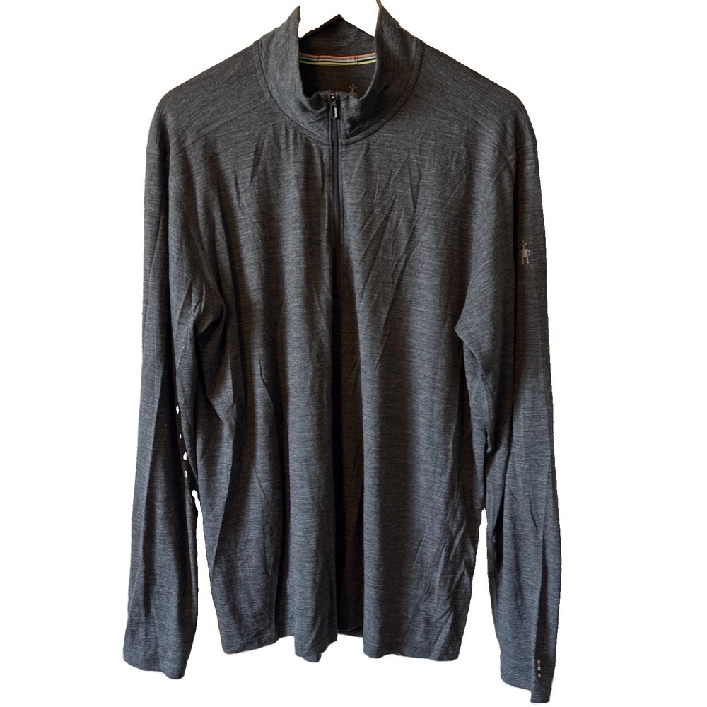 Smartwool Merino Wool Gray 1/4 Zip Long Sleeve Shirt Mens XL Base Layer Top